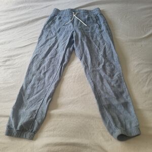 Athleta Cabo Linen Joggers Womens Size 4 Denim Blue Lightweight Relaxed